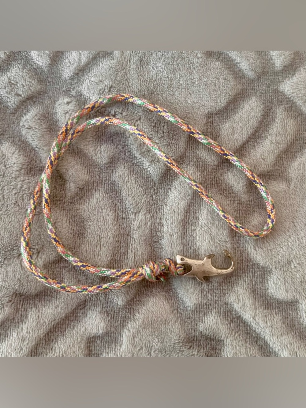 Multi-Color Braided Cord Necklace with Silver Shark Clasp